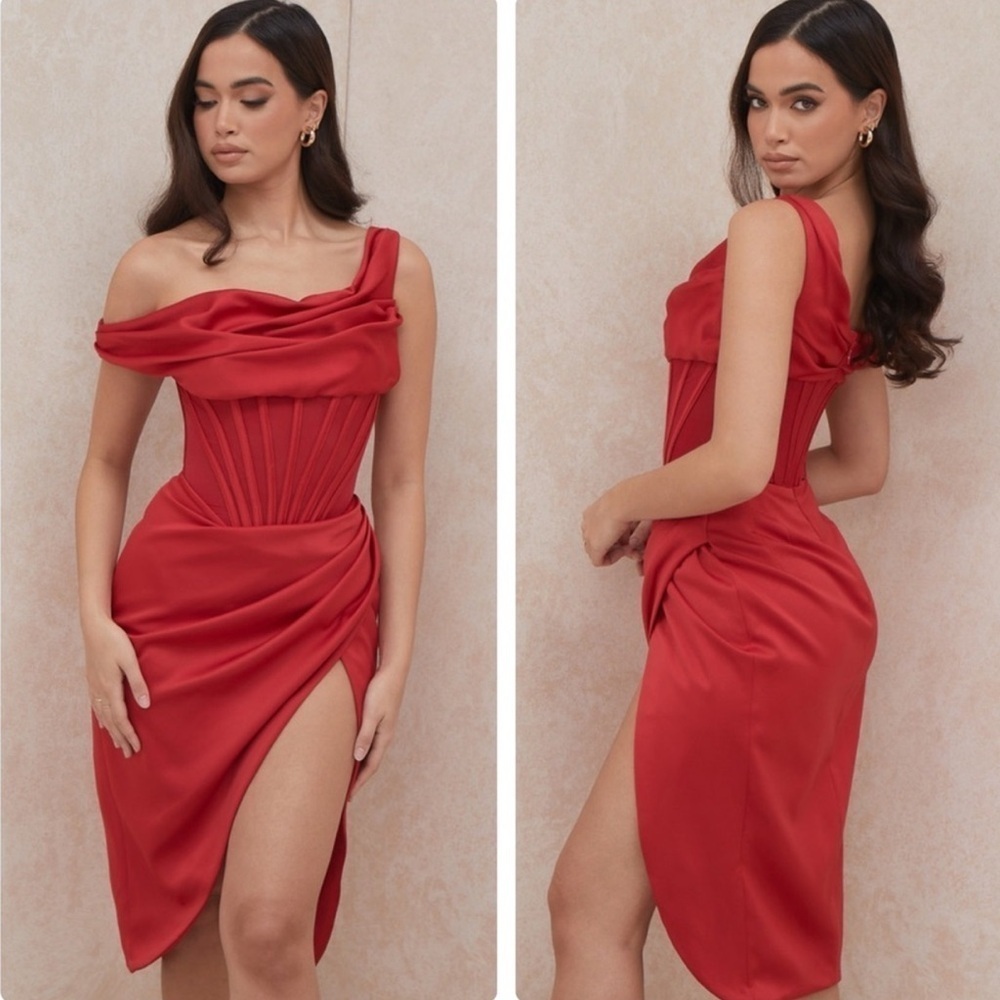 NWOT House of CB Lulu Red asymmetric dress sz S